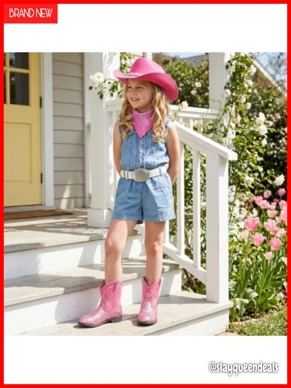 Faux Leather Western Cowboy Boots Side Zipper Round Toe Kids Riding Shoes